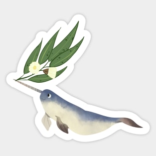 Narwhal Yellow Lemon Gum Leaves Sticker